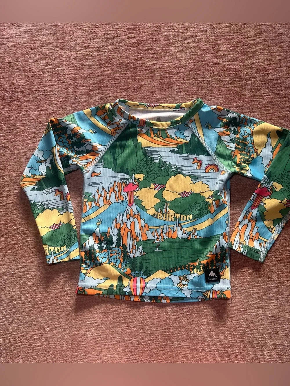 Burton Kids' 2T Long Sleeve Green Scenic Rash Guard Summer Water Play
